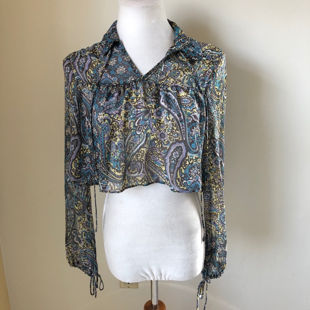After Party by Nasty Gal Paisley Sheer Crop Top - Picture 2 of 7